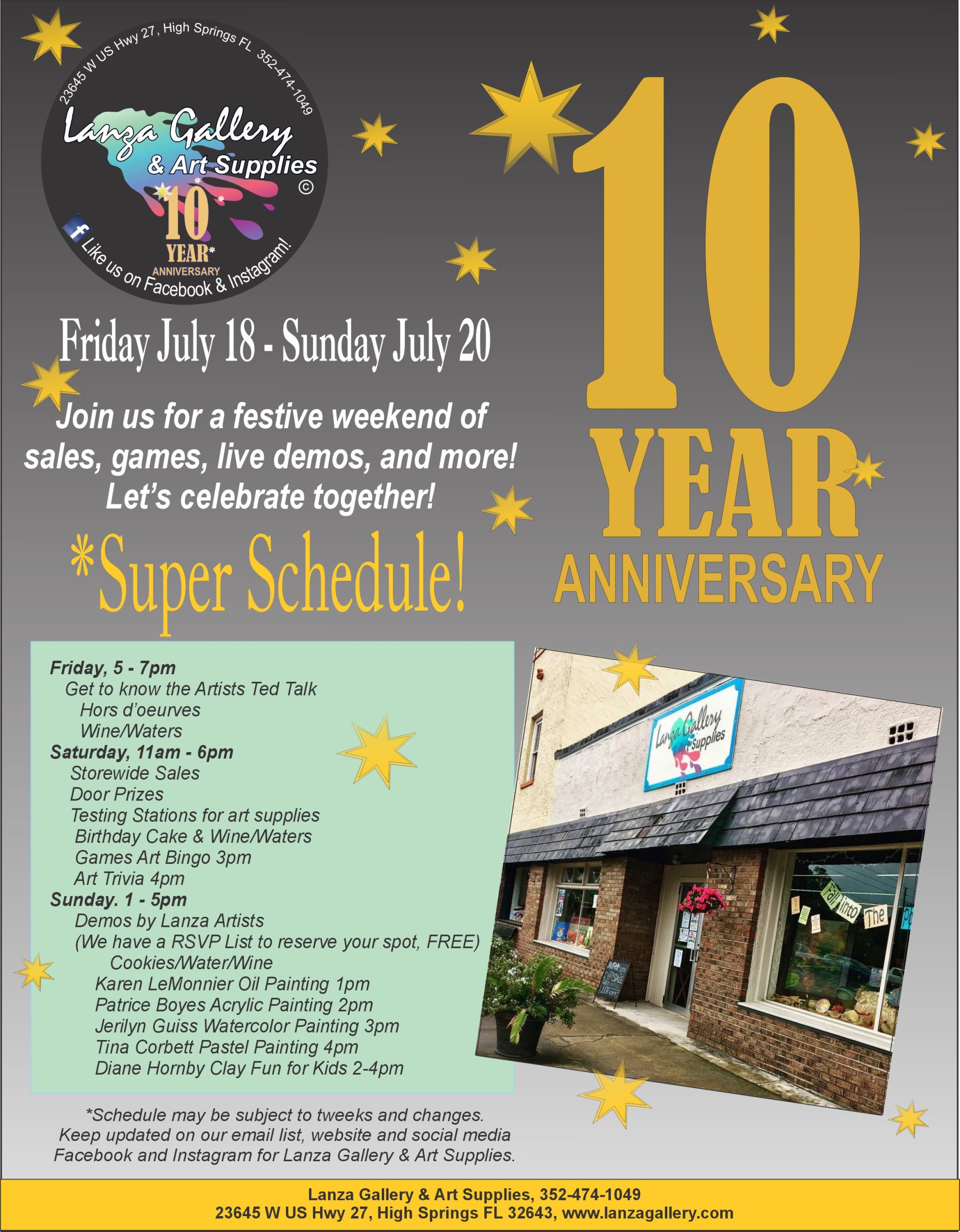 Lanza Gallery and Art Supplies 10 year anniversary celebration