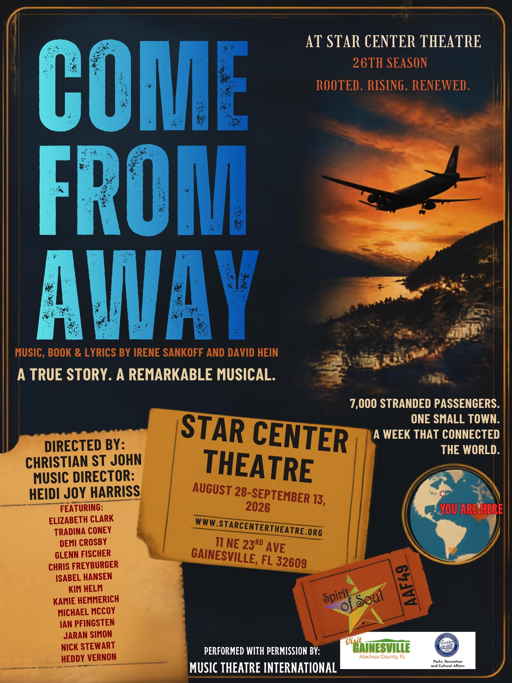Poster for “Come From Away” Musical Opening Weekend