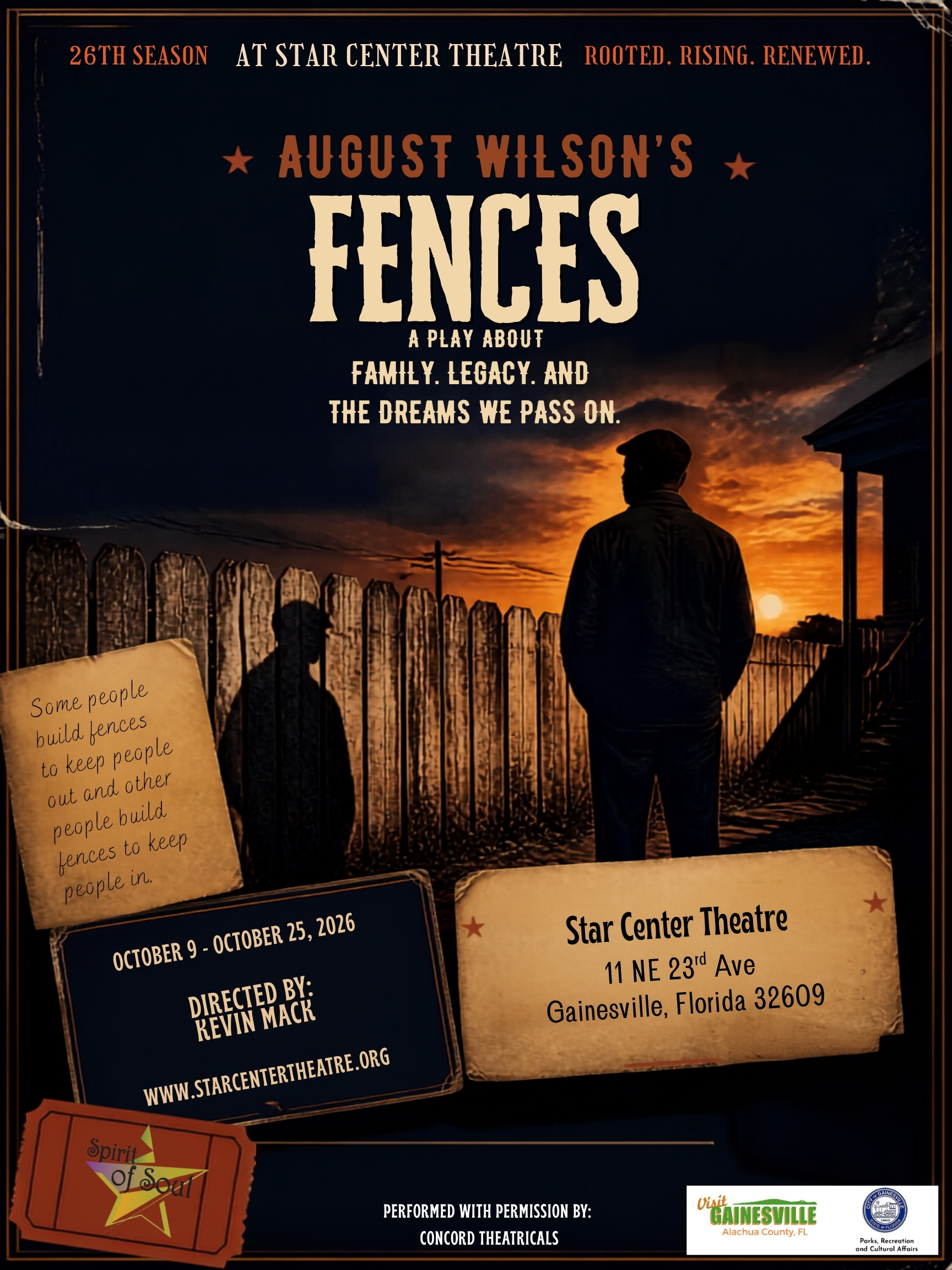 Poster for August Wilson’s “Fences”, Opening Weekend