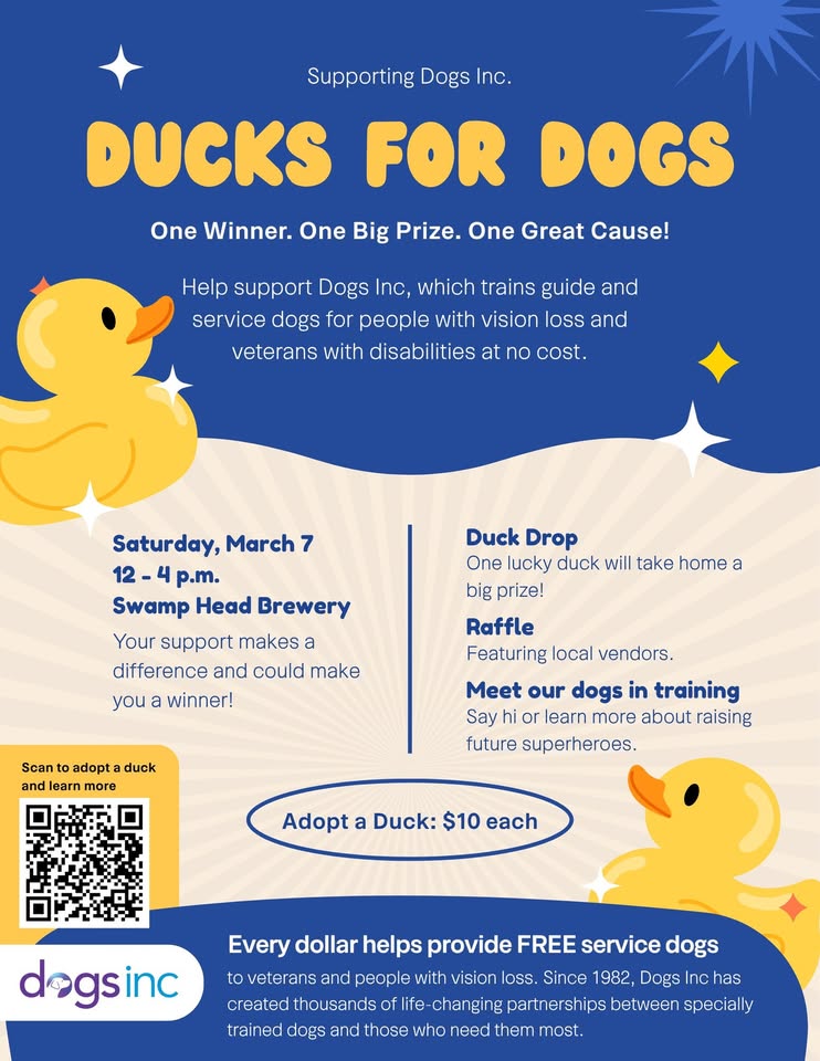 Ducks for Dogs Fundraiser Poster