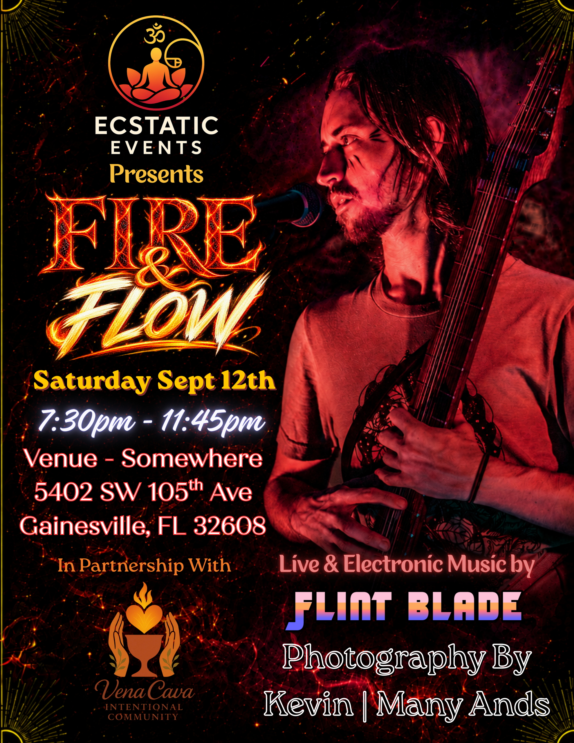 Poster for Fire & Flow Performances with Flint Blade