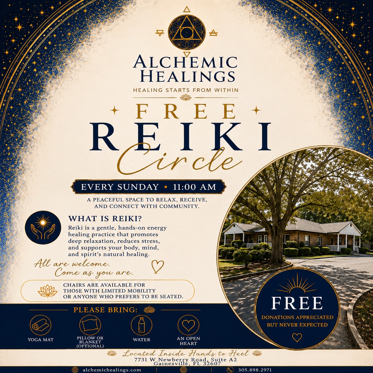 Poster for Free Weekly Reiki Circle