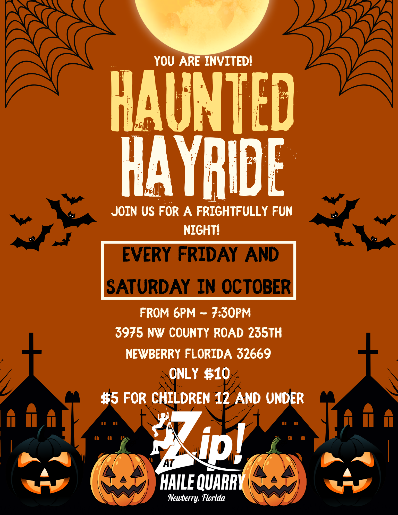 Poster for Zip! at Haile Quarry Haunted Hayride