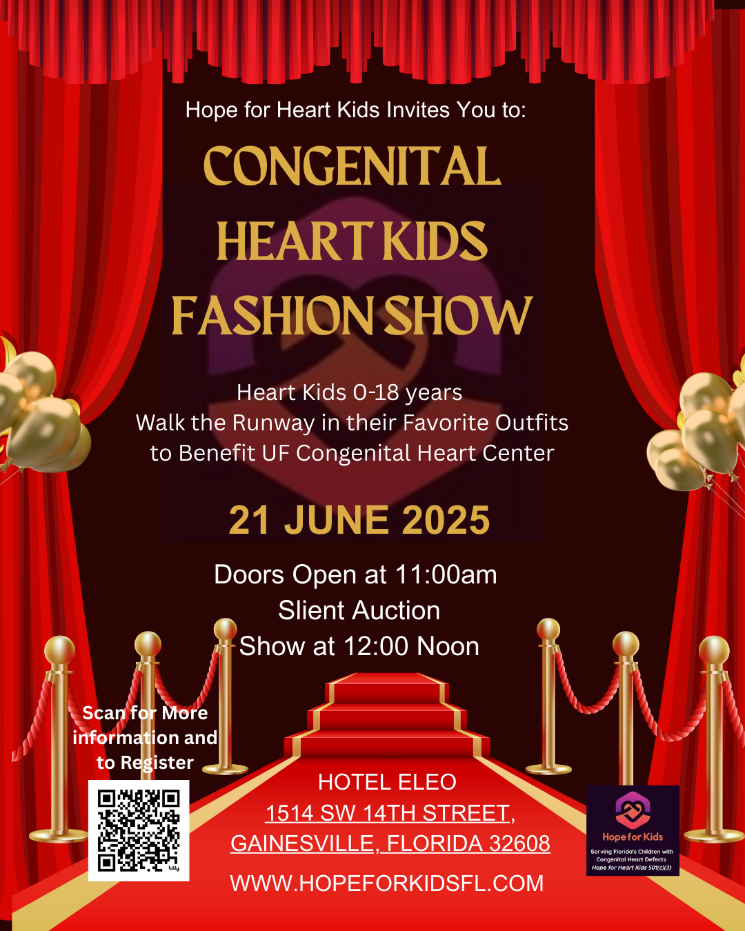 Event poster for Congenital Heart Kids Fashion Show
