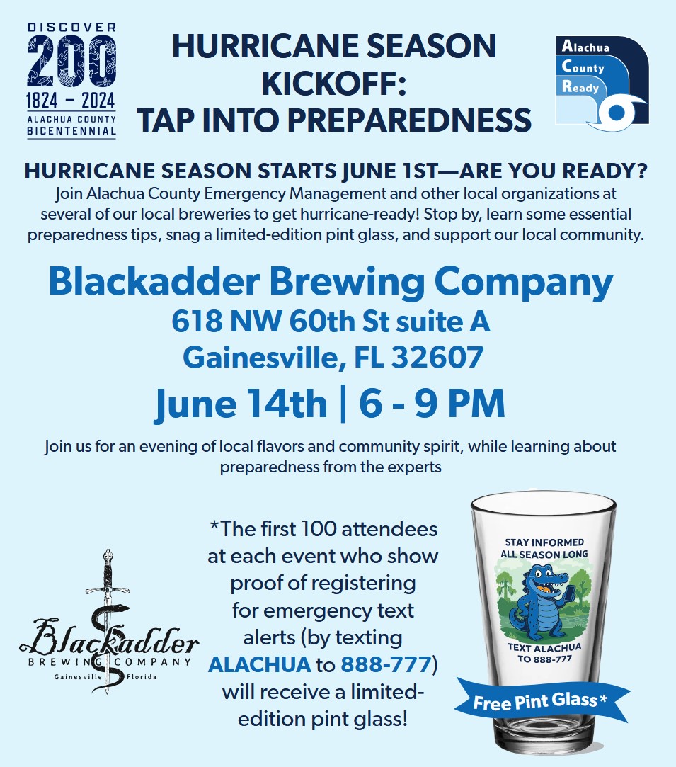 Hurricane Preparedness at Blackadder Brewing Flyer