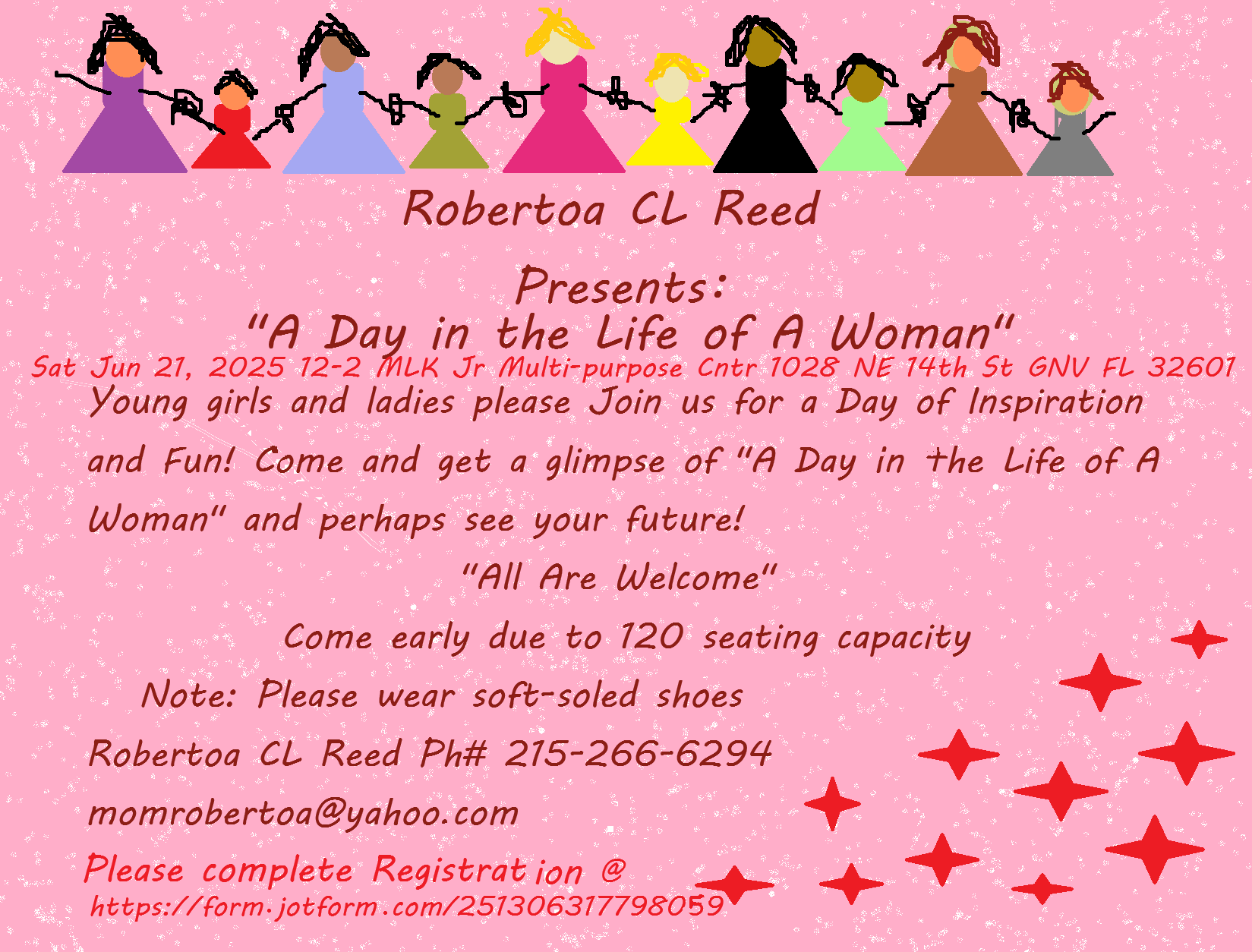event flyer for a day in the life of a woman