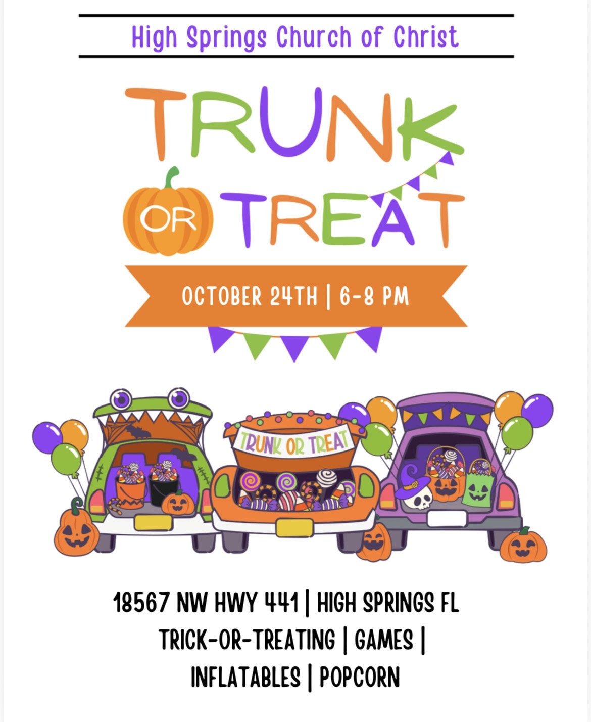 Poster for Trunk or Treat with Games and Inflatables