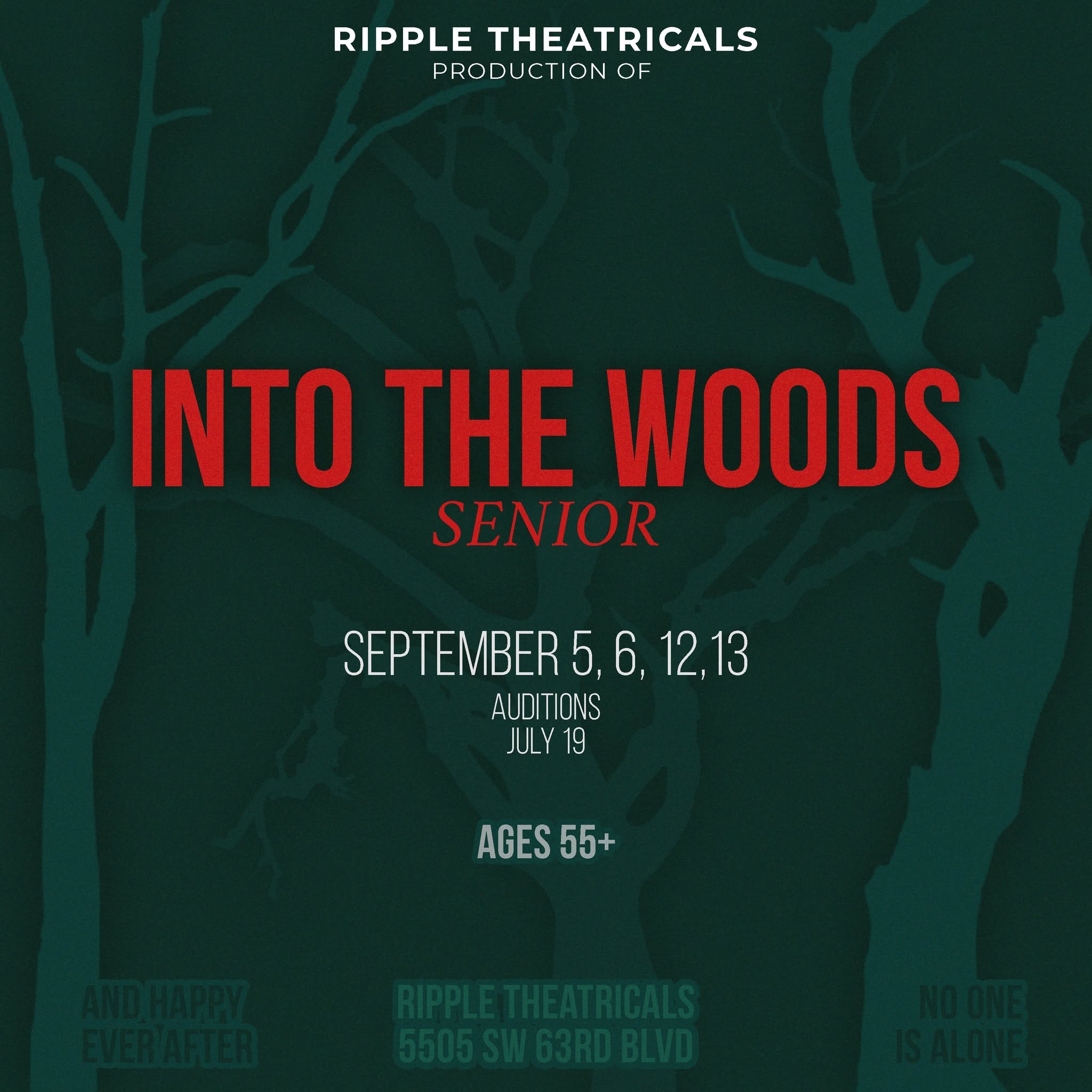 Poster for Ripple Theatricals Presents “Into the Woods, Sr.”