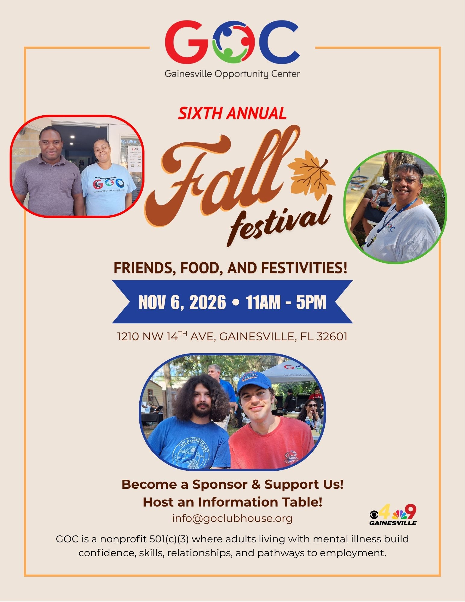 Poster for Gainesville Opportunity Center Fall Festival Open House