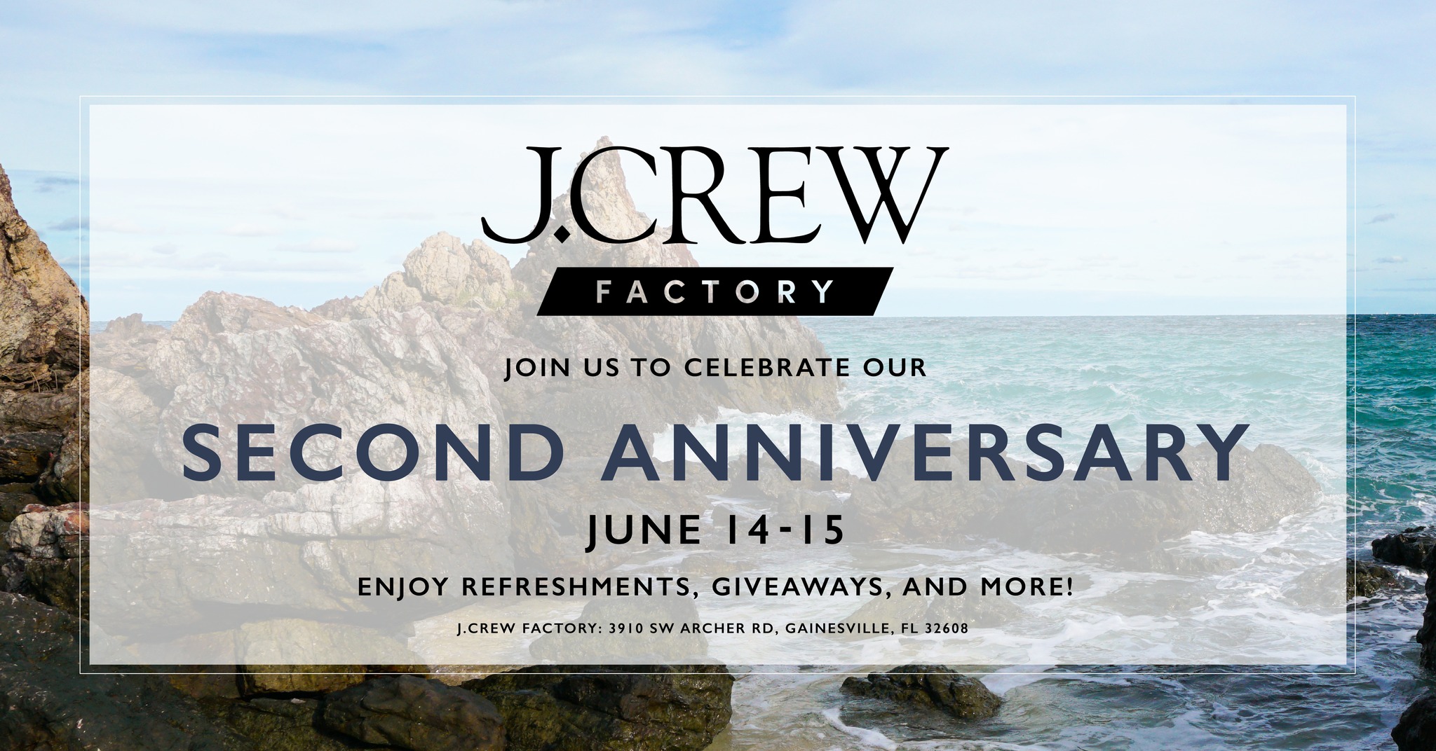 JCREW 2nd anniversary event flyer