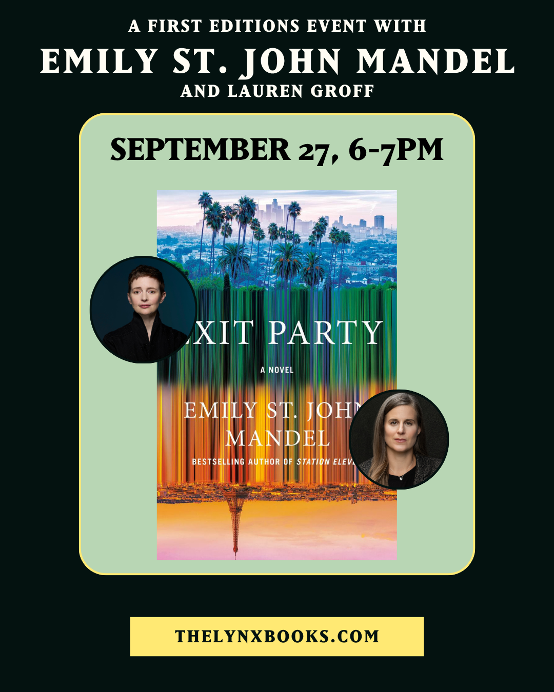 Poster for Hear Emily St. John Mandel Discuss “Exit Party”