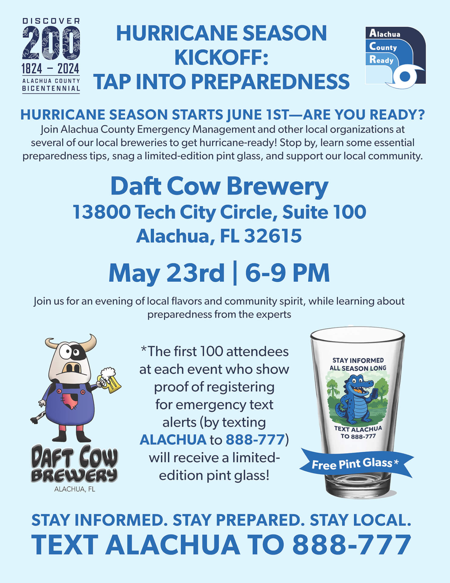 Hurricane preparedness event at daft cow brewery