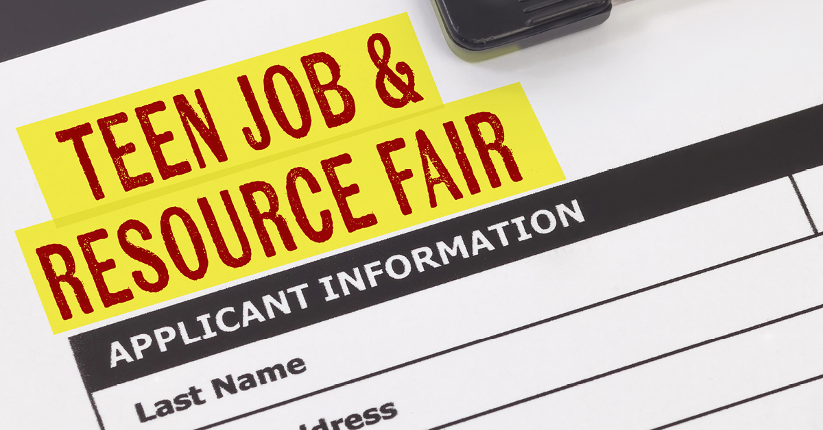 A piece of paper that has the words Job & Resource Fair and highlighted in yellow