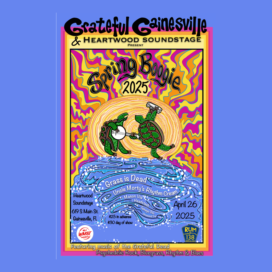 poster flyer with dancing turtles