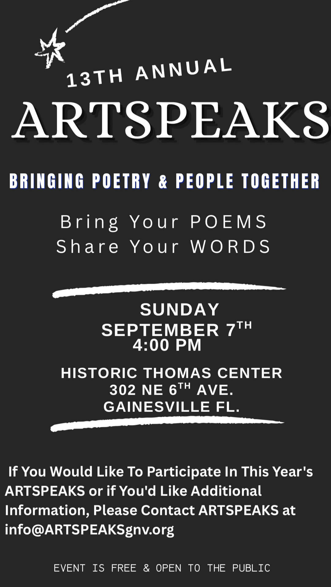 artspeaks event flyer