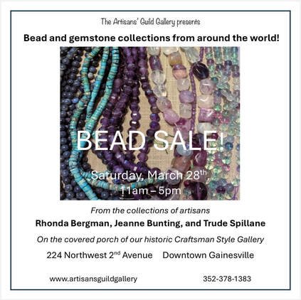 Bead Sale image featuring beaded jewelry of all colors and shapes.
