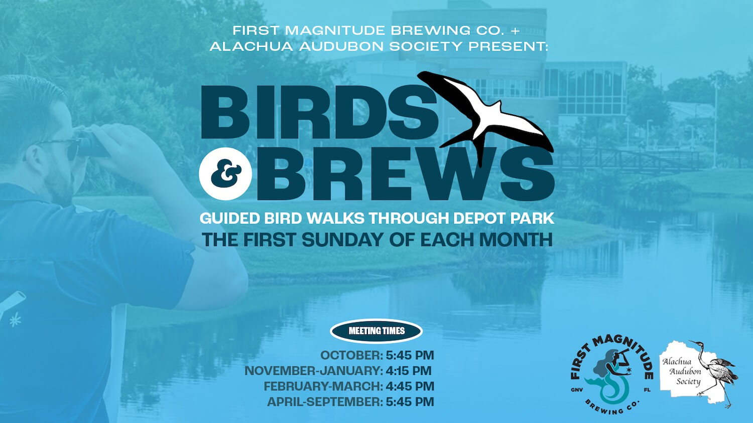 birds and brews guided birding walk flyer