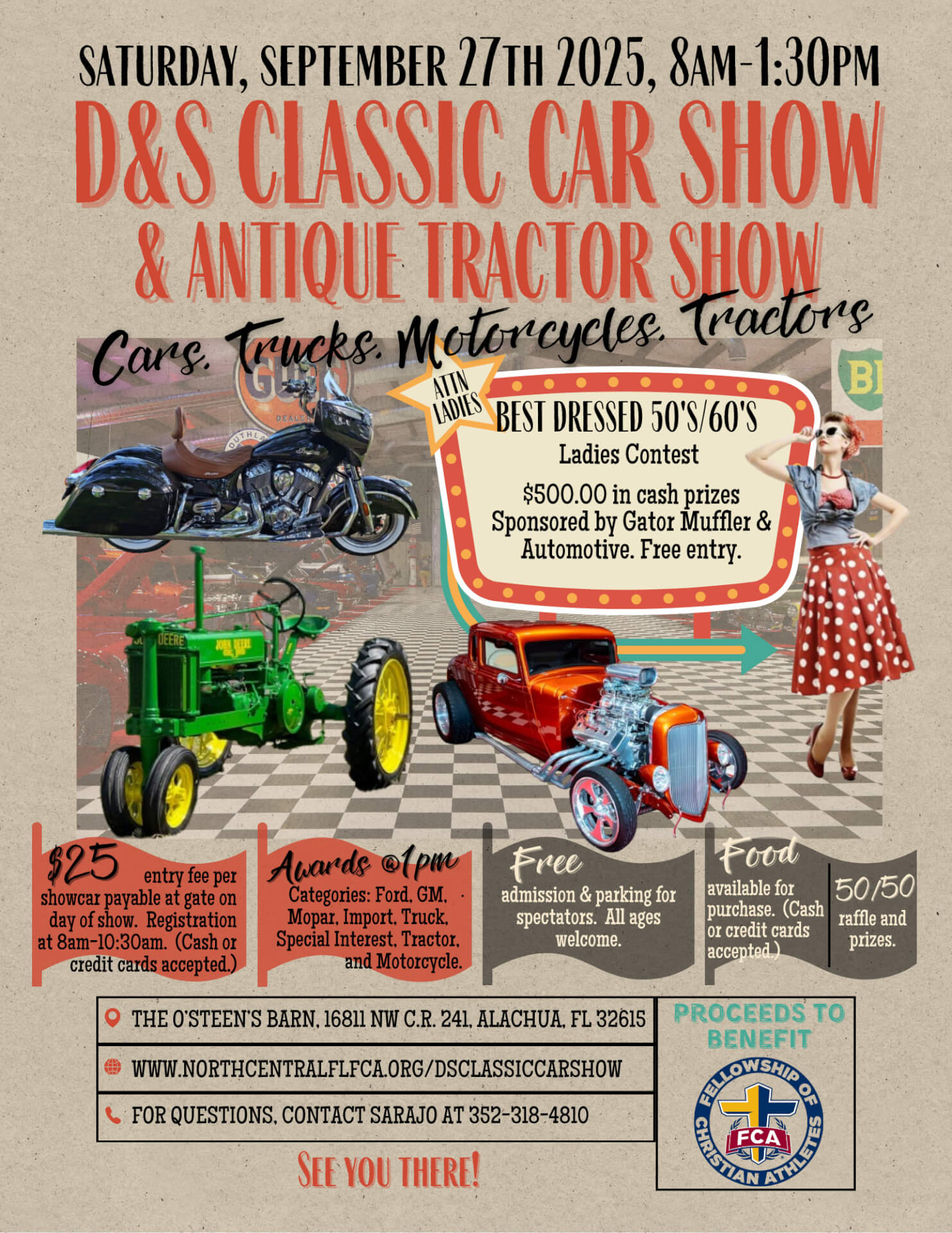 d and s classic car show and tractor show poster