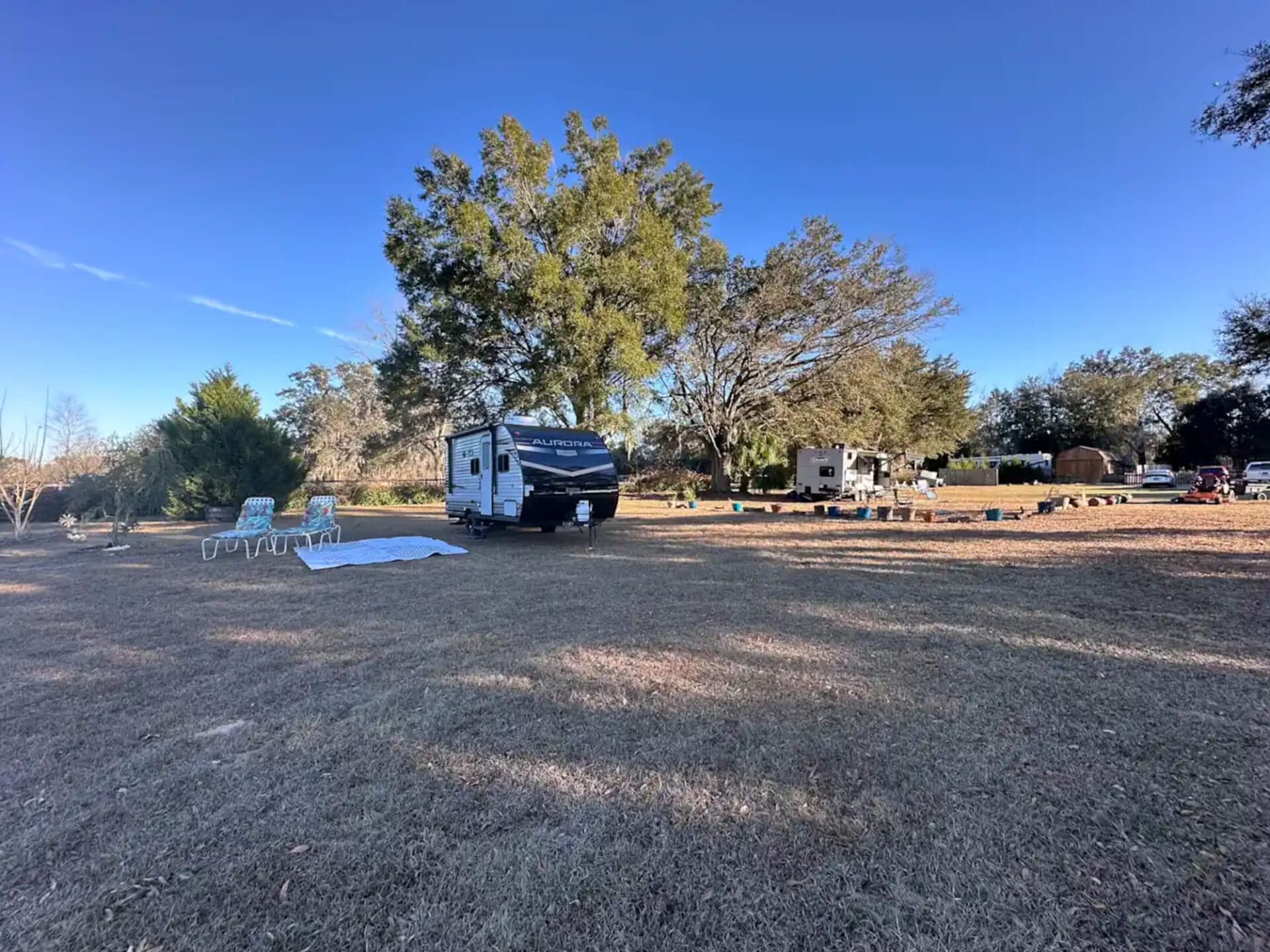 Image of RV surrounded by open space
