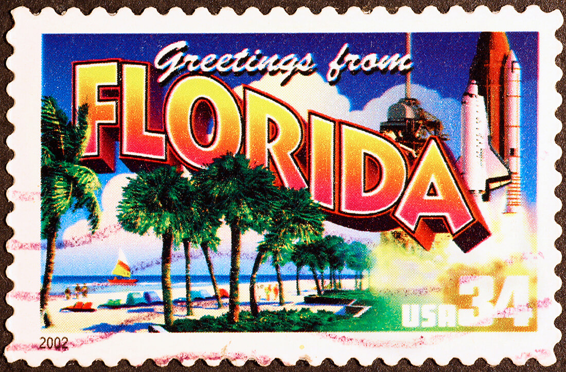 greetings from florida postage stamp