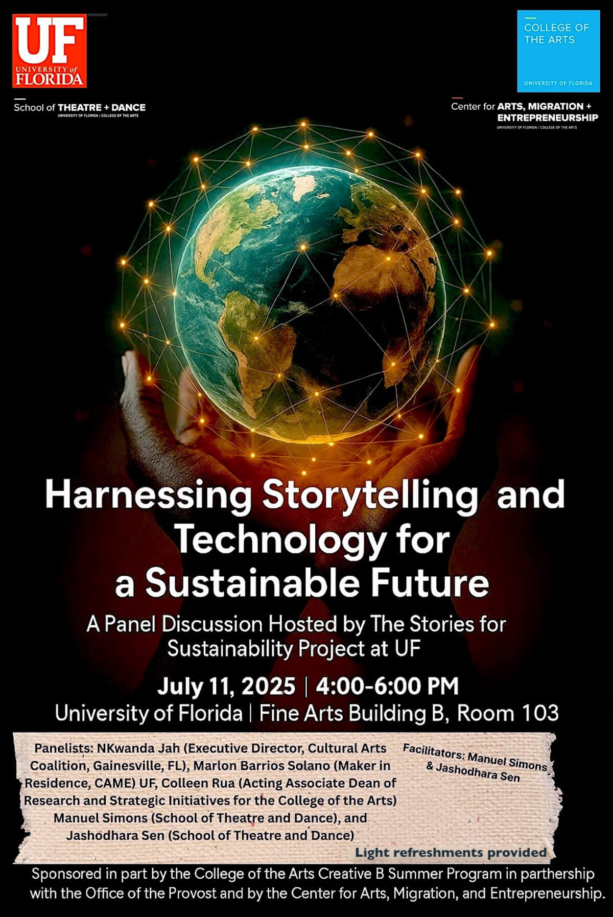 Event Poster with Hands Holding Planet Earth