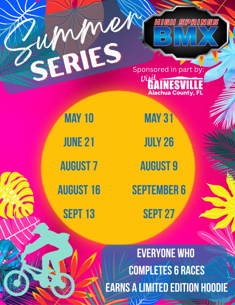 Tropical Flyer Showing Date for the High Springs BMX summer series