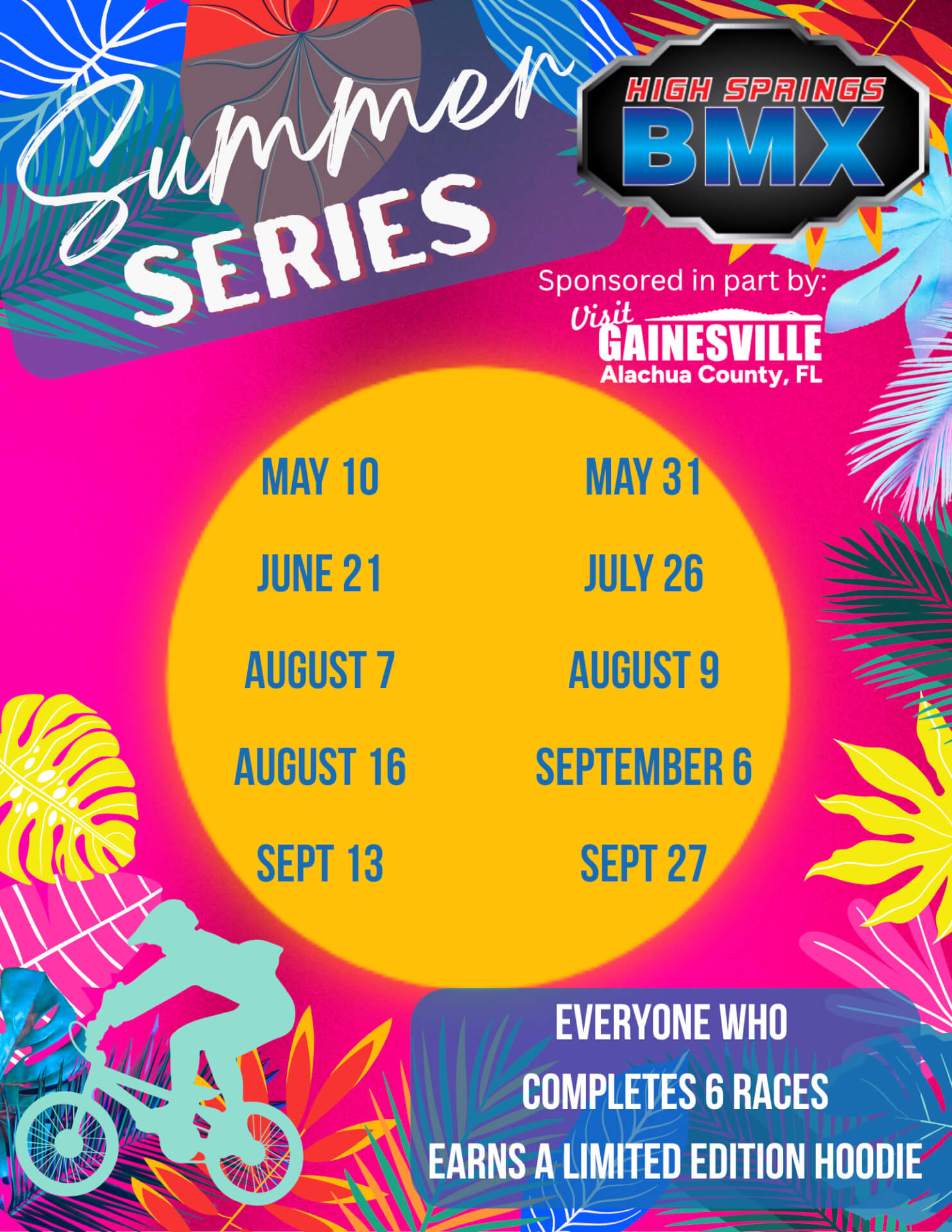Tropical Flyer Showing Date for the High Springs BMX summer series