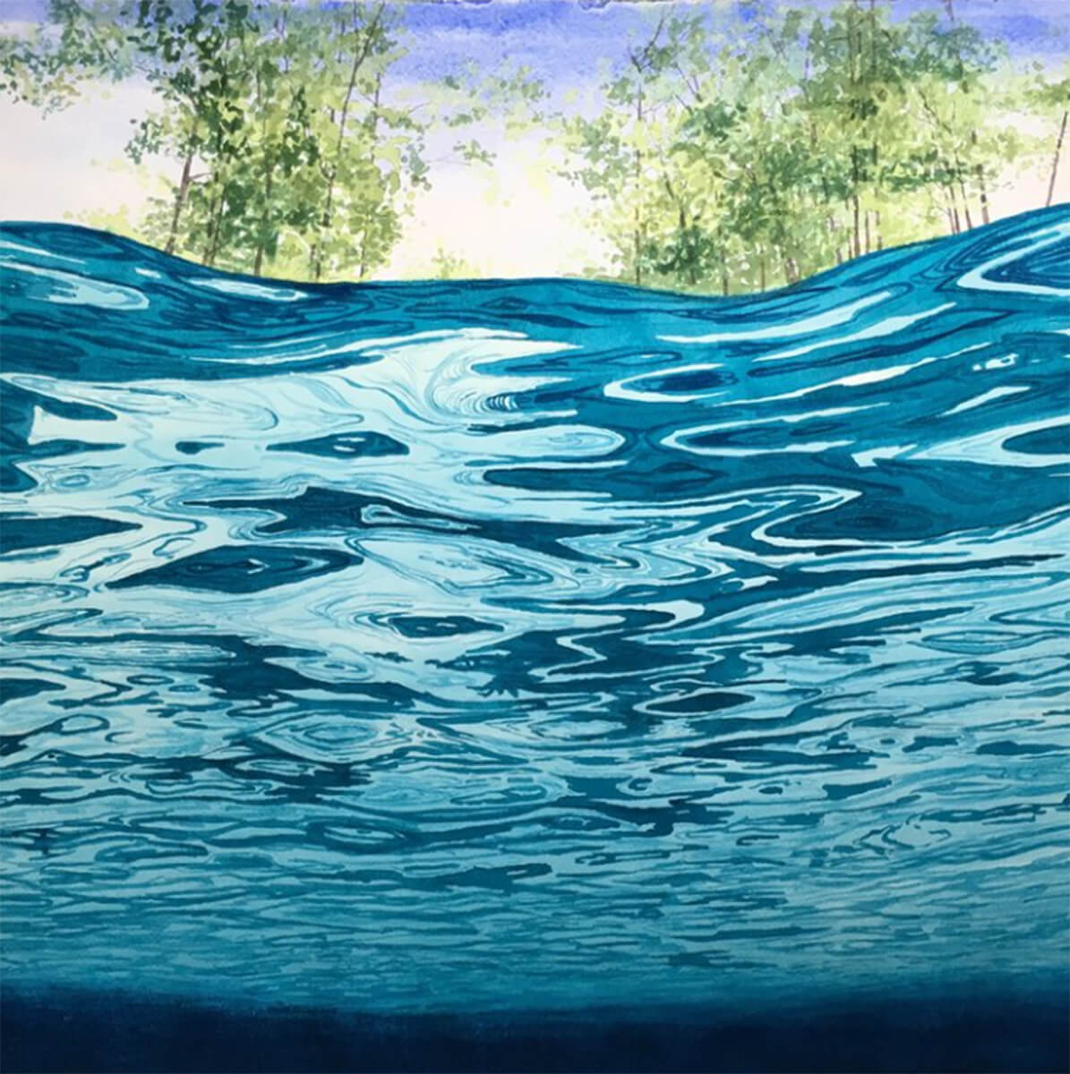 watercolor painting of the freshwater springs