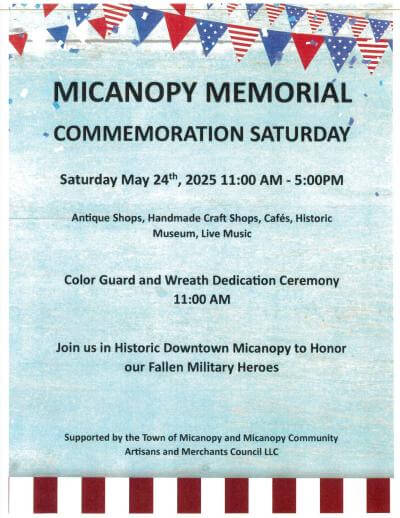 micanopy memorial commemoration poster