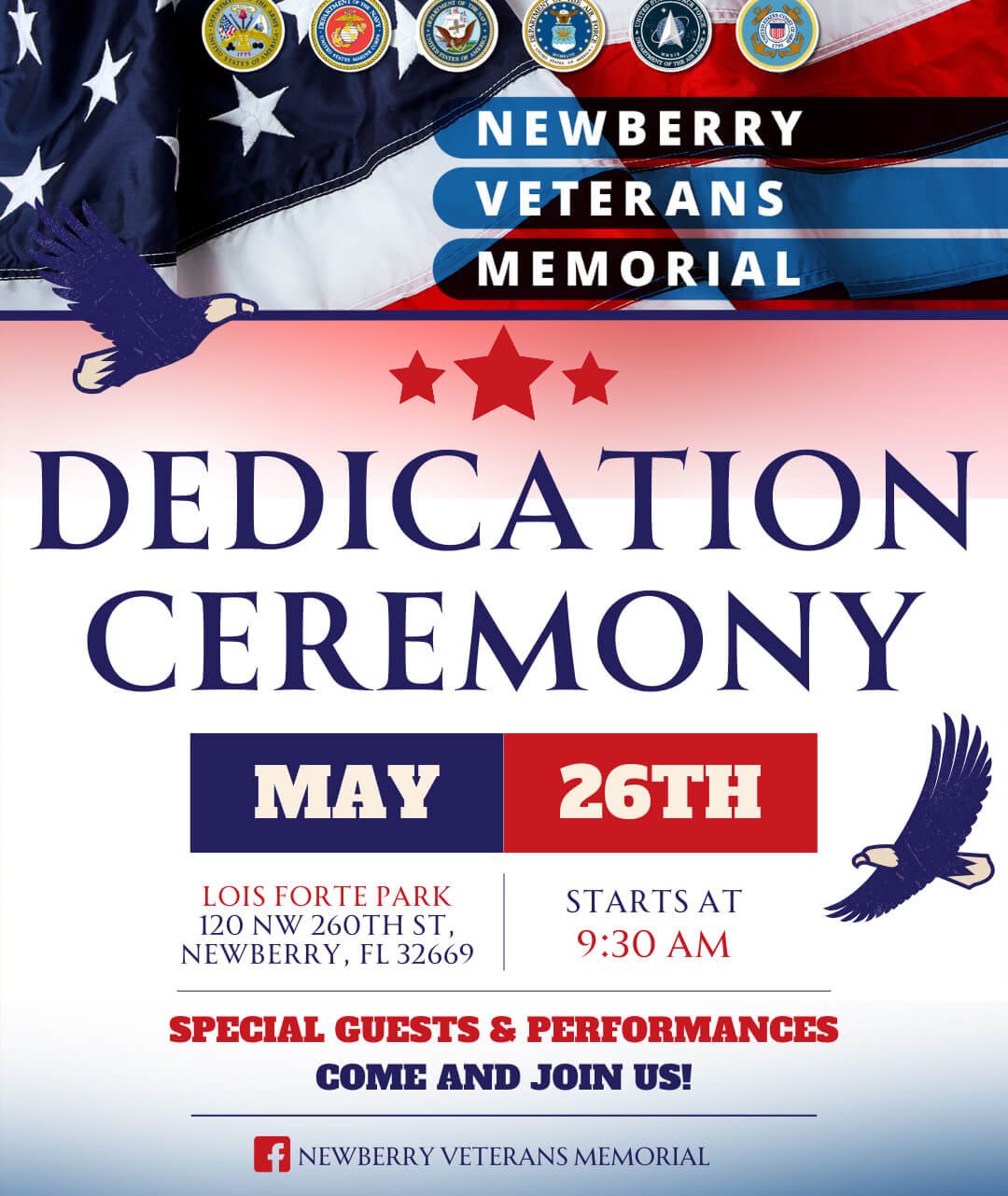 Newberry veterans memorial dedication ceremony poster