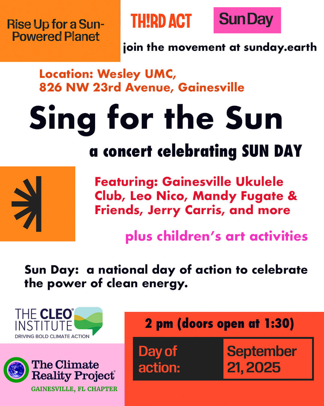flyer for sing for the sun