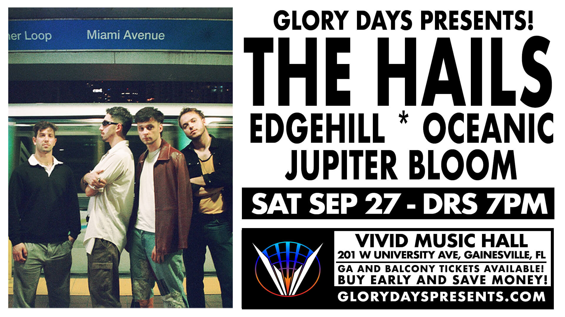 music event poster with band members of The Hails