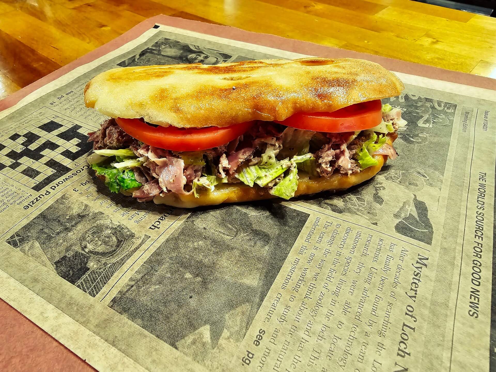 Sandwich from the paper bag deli